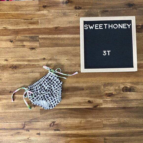 SweetHoney OG Fresh Blooms High Waist Swim Bottoms Black Gingham Beach Preppy 3T - Picture 1 of 6